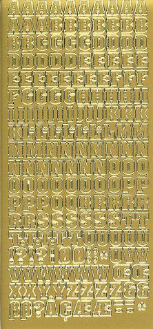 Konturensticker gold, Blockbuchstaben und Zeichen gross